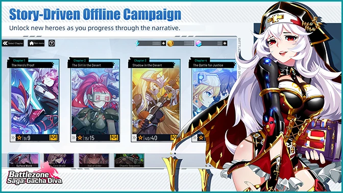 Story-Driven Offline Campaign / Unlock new heroes as you progress through the narrative.