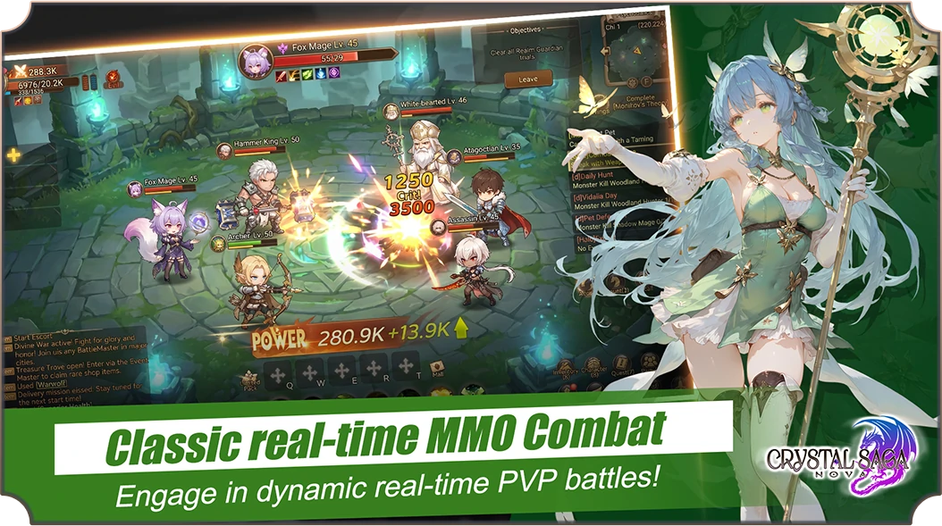 Classic real-time MMO Combat.Engage in dynamic real-time PVP battles!