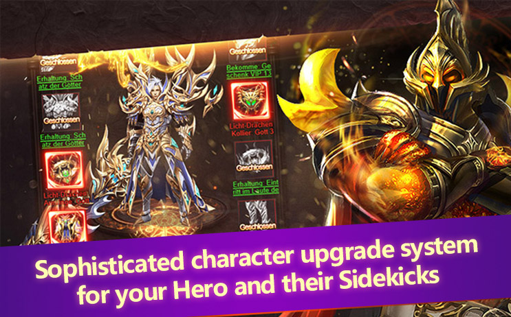 Sophisticated character upgrade system for your Hero and their Sidekicks