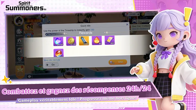 Combattez et gagnez des récompenses 24h/24 / Gameplay véritablement Idle ! Progressez même hors ligne!