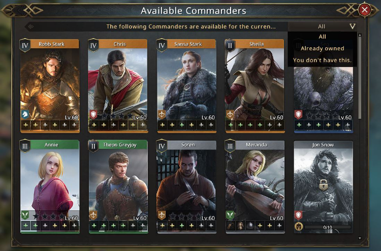 Commander Stats - Guide - Game of Thrones Winter is Coming 